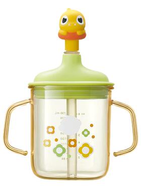 babycare儿童牛奶杯1-2-3岁以上宝宝喝奶瓶PPSU刻度直饮吸管水杯
