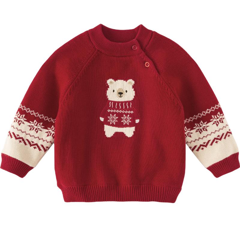 戴维贝拉男童女童加绒保暖毛衣