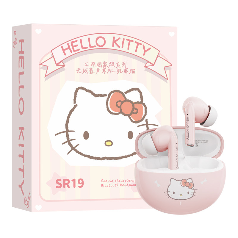 三丽鸥SR19蓝牙耳机凯蒂猫玉桂狗情侣款男女生无线主动降噪入耳式