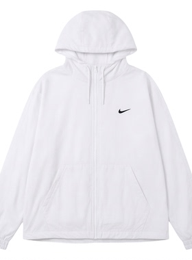 Nike耐克梭织外套女夏新款宽松轻薄皮肤衣连帽运动夹克FV6299-100