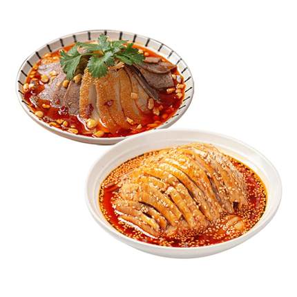廖记拌菜组合1060g招牌红油棒棒鸡/夫妻肺片四川特产川式凉菜熟食