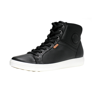 ECCO爱步休闲运动平底高帮鞋 系带小白鞋 柔酷7号女鞋430023