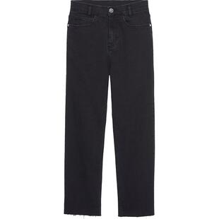 棉质黑色做旧直筒高腰水洗牛仔长裤 复古时尚 法式 SANDRO秋冬女装