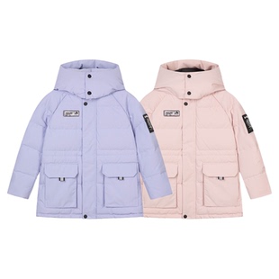 水孩儿亲子装鹅绒羽绒服三防冬装男童中长女童工装外套