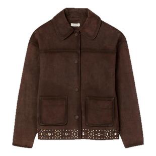 迪木尔风羊皮革铆钉落肩皮衣外套 法式 季 末6折SANDRO2025秋冬女装