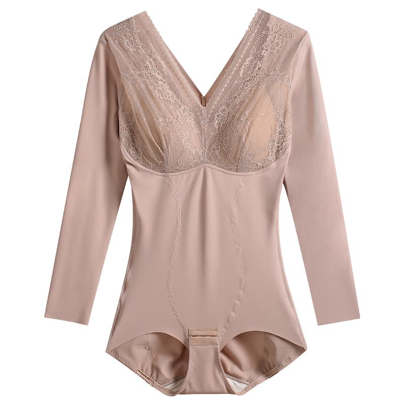 免穿文胸收腹束腰长袖连体塑身衣