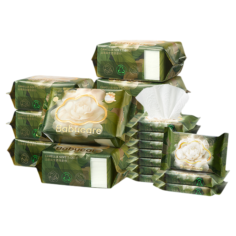 babycare山茶面膜柔巾一次性洗脸湿纸巾婴儿超柔加厚绵柔巾干湿