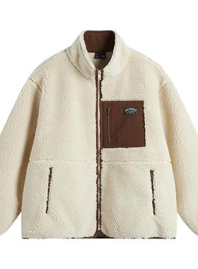 李宁外套女加厚防风情侣摇粒绒上衣加绒保暖棉服防风复古夹克男