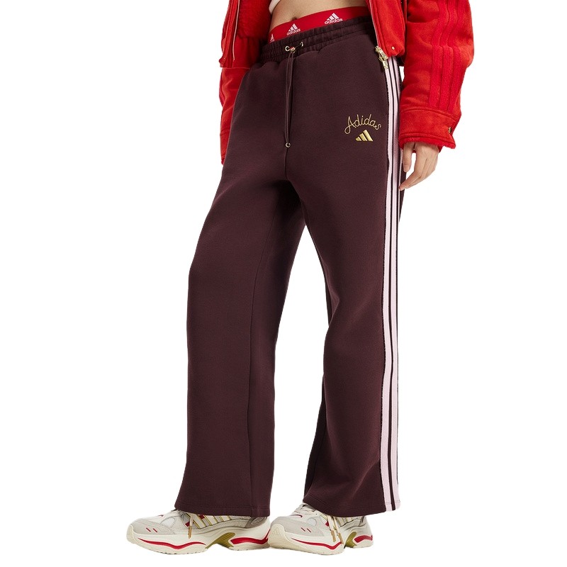 阿迪达斯新年款三条纹高腰运动阔腿裤2026春女阔腿针织长裤KH2704,运动服/休闲服装,运动长裤,淘宝优惠券,粉丝福利购,淘宝优惠卷