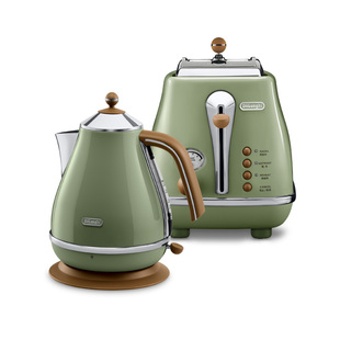Delonghi/德龙复古系列家用电热水壶家用烧水多士炉烤面包机2件套