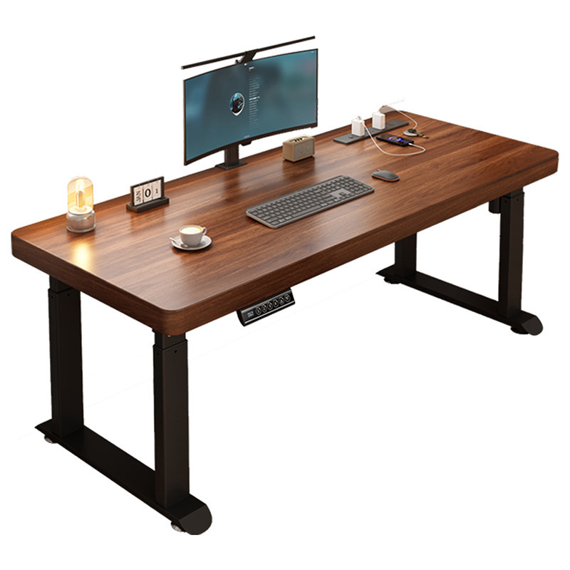 实木电动升降桌家用四立柱智能电脑桌办公桌加厚双电机书桌电竞桌