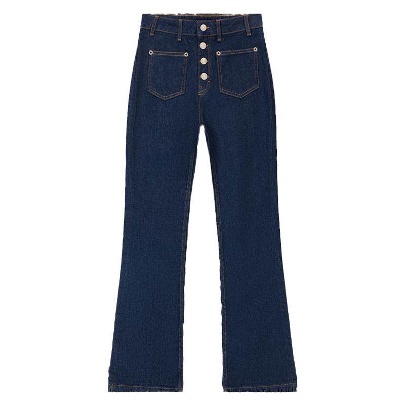 Maje秀场同款经典款秋冬女装法式复古时尚高腰微喇修身牛仔裤长裤,女装/女士精品,牛仔裤,淘宝优惠券,粉丝福利购,淘宝优惠卷