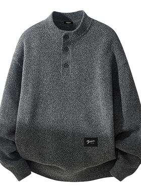 it :5cm/FIVECM亨利领红色毛衣男痞帅风针织衫高级感慵懒美式外套