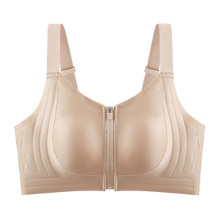 芬腾运动内衣女大胸显小跑步防震防下垂前拉链可外穿训练健身文胸