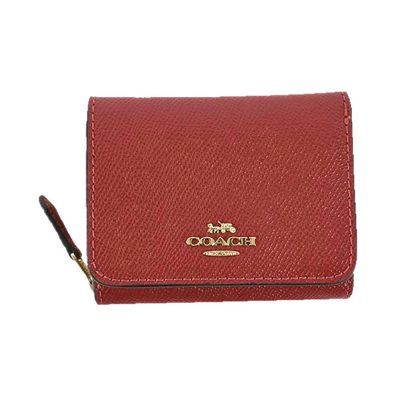 正品COACH/蔻驰新款女士钱包3折叠零钱包卡包皮质纯色轻奢品