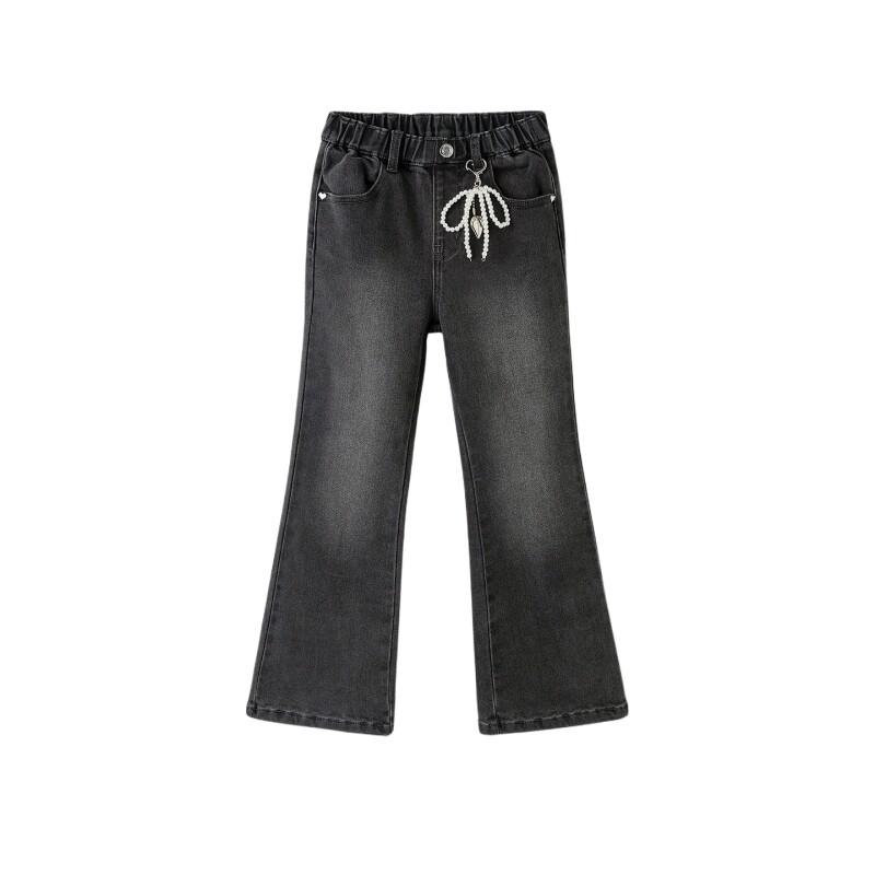 巴拉巴拉牛仔裤女童加绒喇叭裤暖