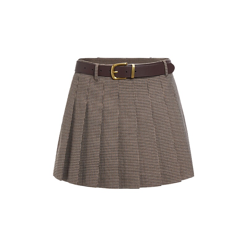 FIVE PLUS裤子学院风复古金属扣皮带A字百褶裙裤2025新款女冬装,女装/女士精品,半身裙,淘宝优惠券,粉丝福利购,淘宝优惠卷