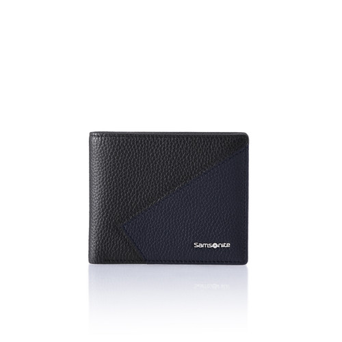 新秀丽荔枝纹牛皮革男士钱包撞色