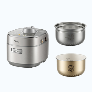 美 IH电压力锅家用五升祛脂增香0氟双胆316L不锈钢多功能高压锅