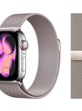 适用iwatch表带applewatch表带新款ultra3男se米兰尼斯磁吸s11苹果手表表带s9代8/7运动6金属s10不锈钢女同款