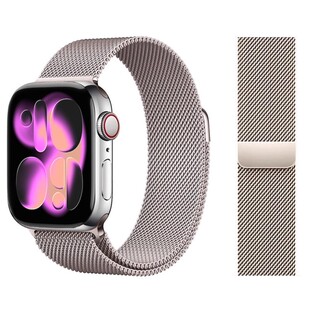 7运动6金属s10不锈钢女同款 适用iwatch表带applewatch表带新款 ultra3男se米兰尼斯磁吸s11苹果手表表带s9代8