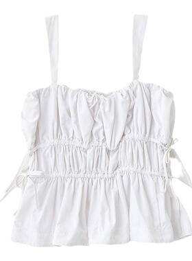 MOUSSY 夏季新品美式辣妹风抽褶绑带小吊带女010HSK30-1390