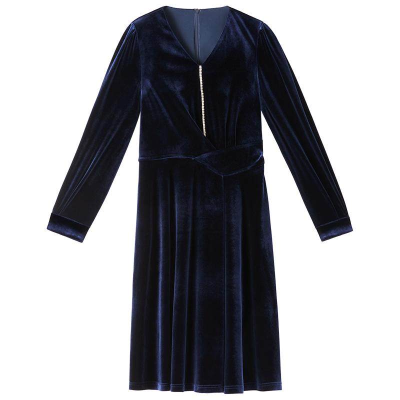 YINER音儿专选女装冬季长袖小个子金丝绒气质连衣裙,女装/女士精品,连衣裙,淘宝优惠券,粉丝福利购,淘宝优惠卷