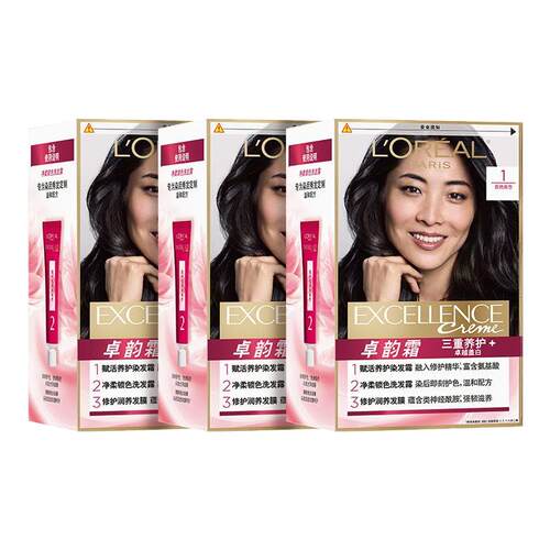 欧莱雅卓韵霜染发膏黑色遮白发