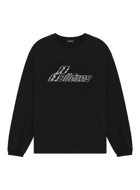 WE11DONE男女同款黑色珍珠样式LOGO长袖T恤简约休闲上衣