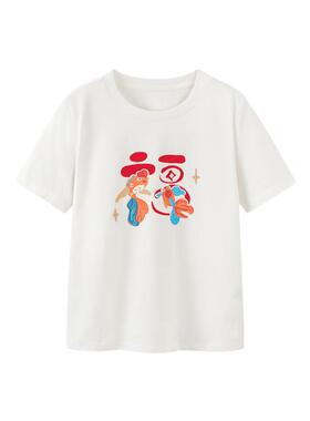 迷你巴拉巴拉男童女童红色短袖T恤2025秋季新款儿童纯棉打底上衣