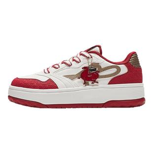 安踏晴风红色板鞋女款春季新年款增高本命年运动休闲鞋122618034