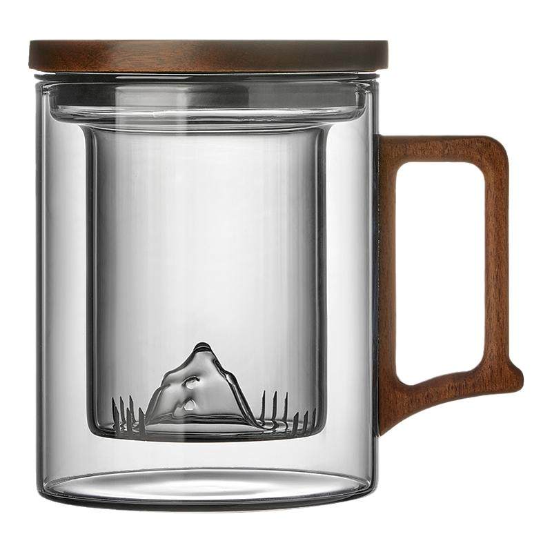 大容量玻璃茶杯茶水分离加厚家用个人男士专用泡茶杯办公室水杯子