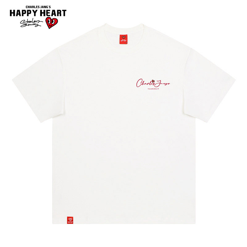 查尔斯桃心 短袖T恤男2025新款夏季美式重磅纯棉字母印花刺绣男女