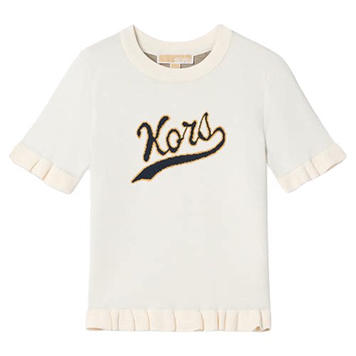 MK荷叶边休闲短袖针织衫上衣