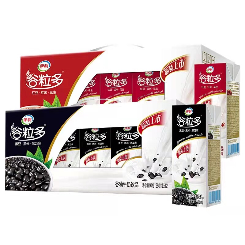 伊利谷粒多6种坚果生牛乳学生营养早餐谷物牛奶饮品200ml*10盒