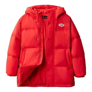李宁26年新年儿童马年红色羽绒服男童女大童过年拜年保暖红款外套