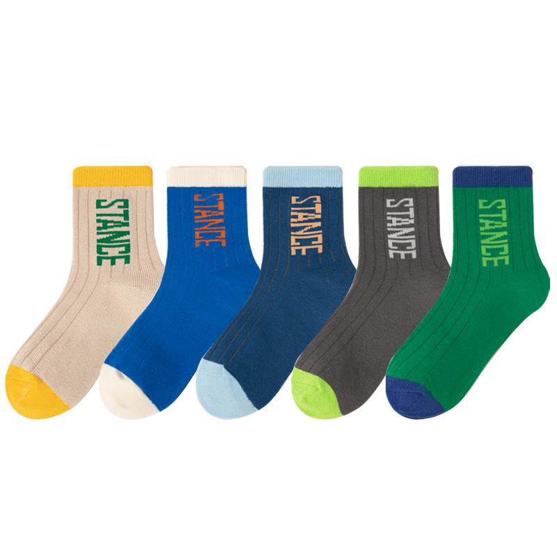 儿童袜子纯棉中筒袜秋冬季男童中大童袜子吸汗透气春秋学生运动袜