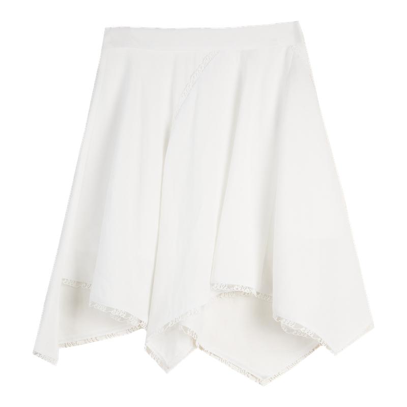 ELLE摩登不规则亚麻半身裙