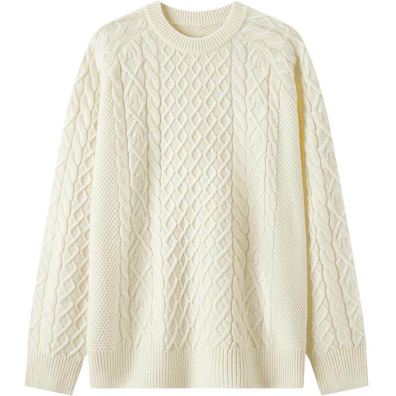 森柔毛衫|森马针织衫老钱风男可机洗绞花毛衣纯色内搭上衣冬情侣