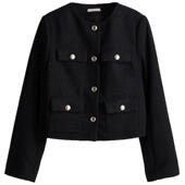 通勤长袖 圆领单排扣法式 千金小香风外套1241437 短外套夏季 HM女装