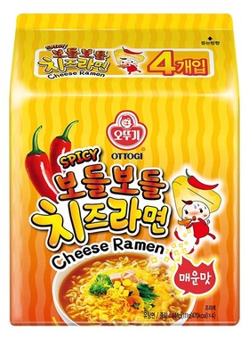 不倒翁芝士拉面辣味连包111g*4包 韩国OTTOGI/OTOKI原装进口泡面