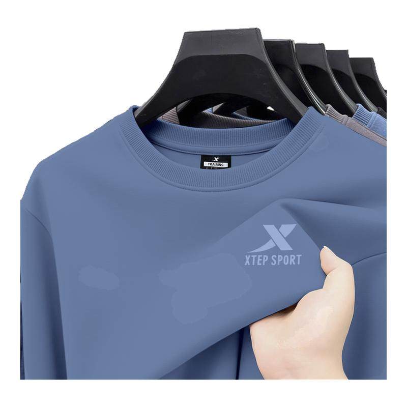 特步圆领卫衣男冬季新款长袖t恤官网旗舰正品宽松休闲套头衫男装