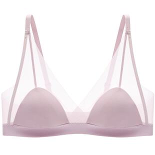 伊维斯无钢圈无痕不凸点薄胸垫透气网纱文胸内衣女 轻纱小耳朵