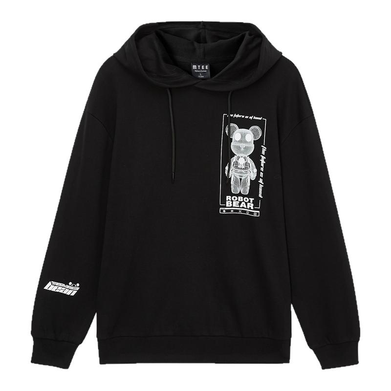 美特斯邦威男机械熊连帽卫衣