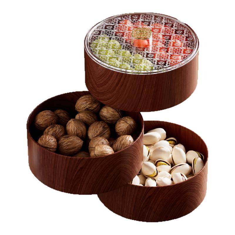 新中式干果盒圆形家用带盖客厅茶几瓜子糖果收纳盘坚果零食收果盒,收纳整理,其他收纳盒,淘宝优惠券,粉丝福利购,淘宝优惠卷