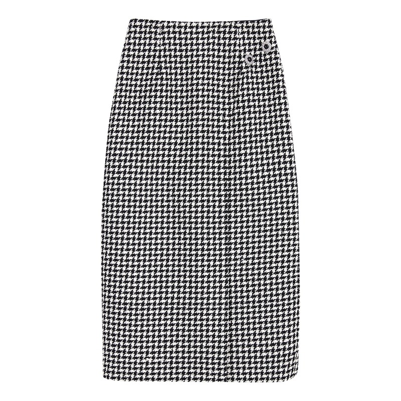 YINER音儿女装冬季女装时尚亲肤棉经典千鸟格直筒半身裙,女装/女士精品,半身裙,淘宝优惠券,粉丝福利购,淘宝优惠卷