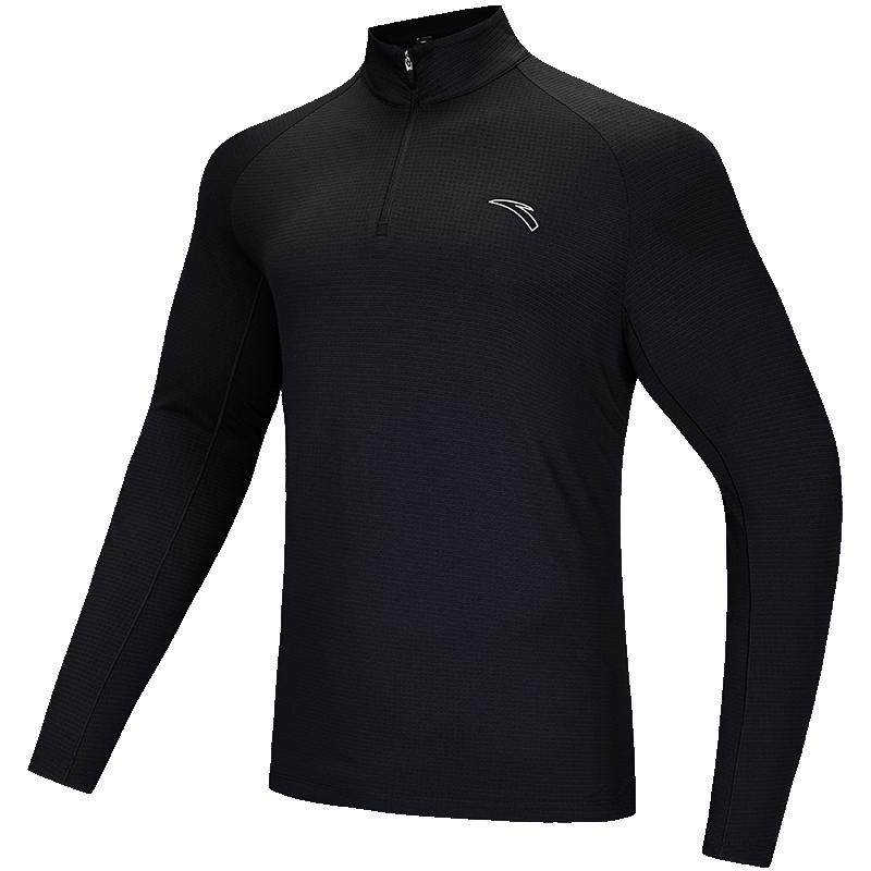 安踏半拉链立领加绒卫衣男士冬季保暖长袖t恤健身跑步长T运动上衣