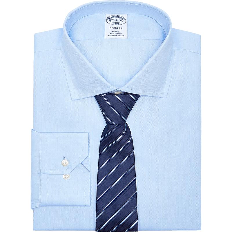 [易打理]Brooks Brothers/布克兄弟男士秋季人字纹理正装衬衫