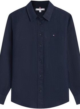 Tommy26春夏新款女装亚麻休闲度假风宽松长袖衬衫外套节日礼物