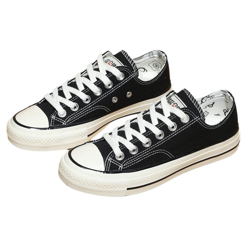 大嘴猴黑色帆布鞋女2026新款春季经典休闲透气小白鞋低帮运动板鞋